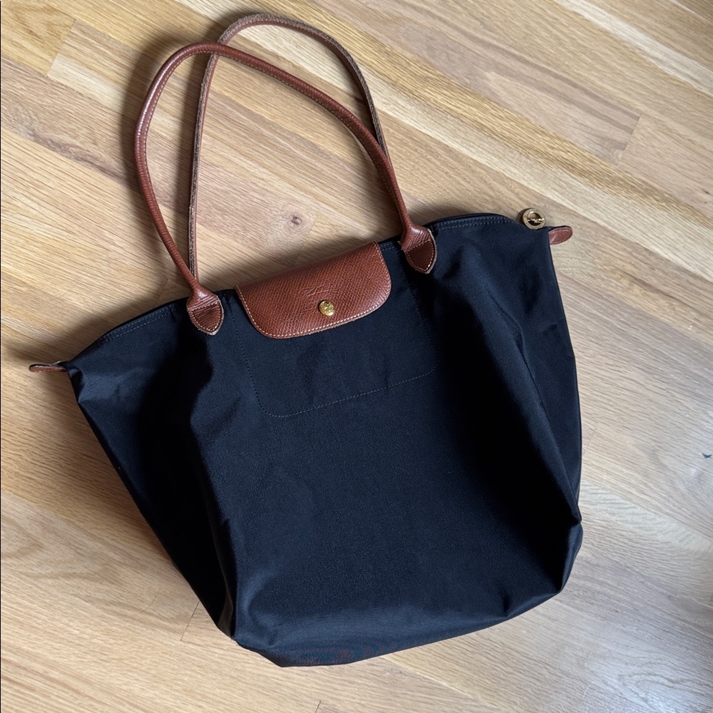 LONGCHAMP LE PLIAGE ORIGINAL TOTE BAG BLACK BROWN